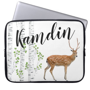 Personalised Laptop Case Deer Doe Buck Forest Wood