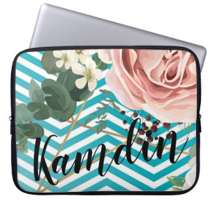 Personalised Laptop Case Geometric Rose Chevron Te