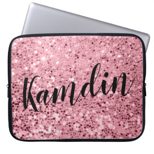 Personalised Laptop Case Rose Gold Glitter