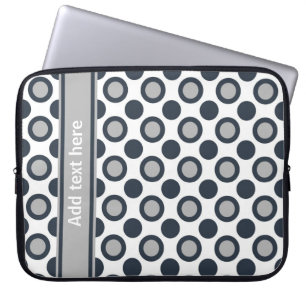 Personalised Laptop Sleeve:Black Silver Polka Dots Laptop Sleeve