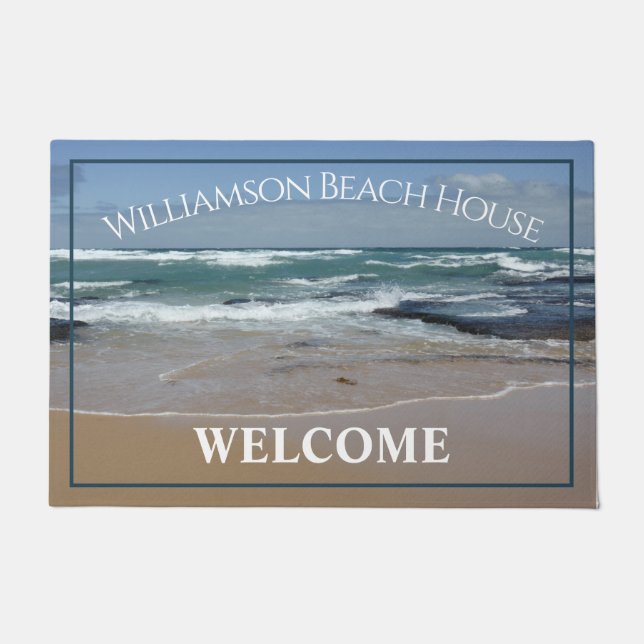 Personalised Large Beach House Ocean Door Mat (Front)