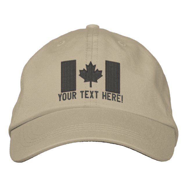 Personalised Large Canadian Flag Embroidery Embroidered Hat (Front)