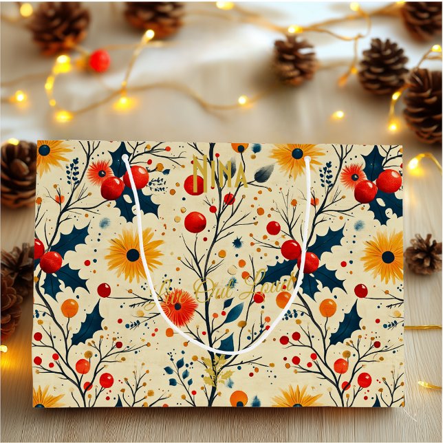 Personalised Large Gift Bag with Festive Beige (Creator Uploaded)
