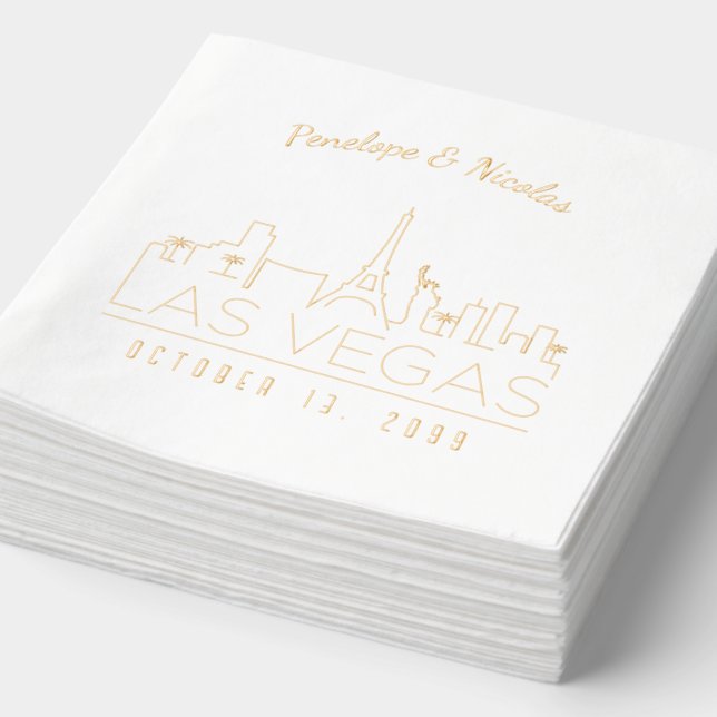 Personalised Las Vegas Napkins Gold Foil (Detail)
