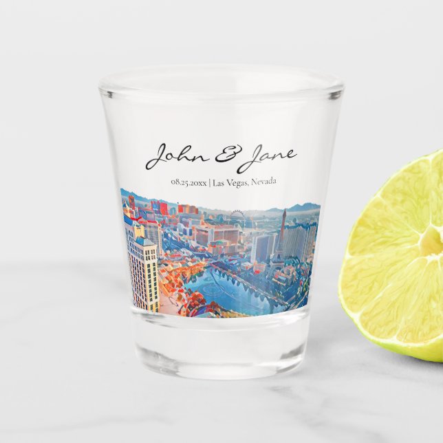 Personalised Las Vegas Skyline Shot Glass (Front)