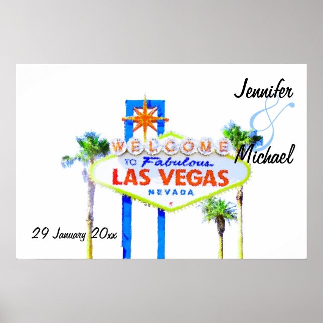 Personalised Las Vegas Wedding Reception Banner Poster (Front)