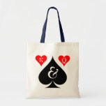 Personalised Las Vegas wedding tote bag<br><div class="desc">Personalised Las Vegas wedding party tote bag. Ace of spades poker wedding tote bag with King and Queen of hearts. Personalizable monogram letter for bride and groom. Cute idea for bride,  bridesmaids,  flower girl,  maid of honour etc..</div>