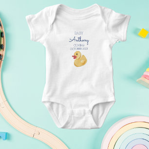 Personalised Last Name Announcement Baby Duck Baby Bodysuit