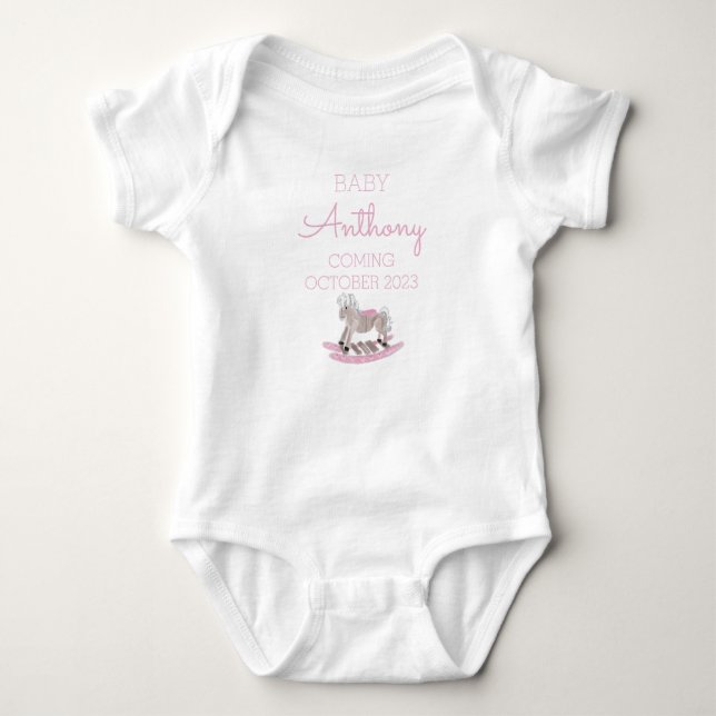 Personalised Last Name Announcement Baby Girl Pink Bodysuit (Front)