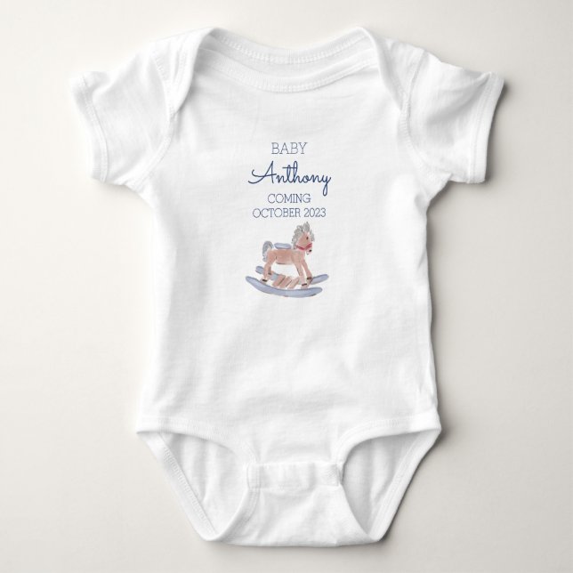Personalised Last Name Baby Announcement Horse BL Bodysuit (Front)