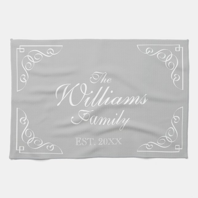 Personalised last name country chic kitchen towel (Horizontal)