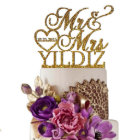 Personalised Last Name & Date Cake Topper w/Heart