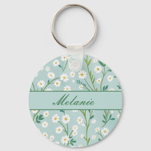Personalised Last Name Floral  Key Ring