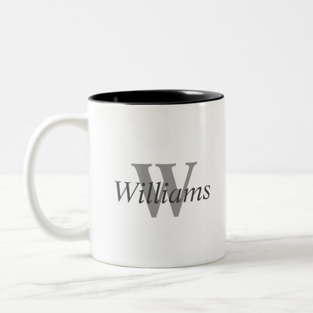 Personalised Last Name Monogram Coffee Mug (Left)
