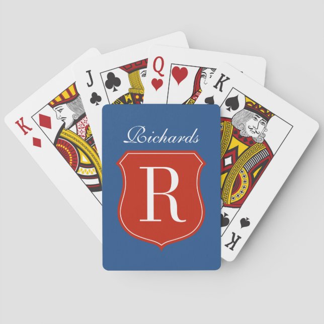 Personalised last name monogram playing cards (Back)