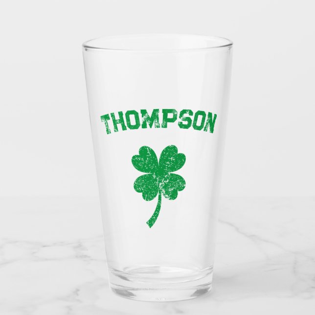 Personalised Last Name St Patrick's Day Party Glass (Front)