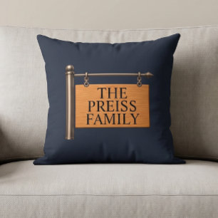 Personalised Last Name Wooden Hanging Sign Cushion