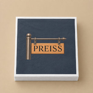 Personalised Last Name Wooden Hanging Sign Napkin