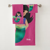 Personalised Latina Faux Foil Black Hair Mermaid