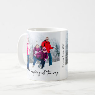 Personalised Laughing All The Way Holiday Photo Coffee Mug