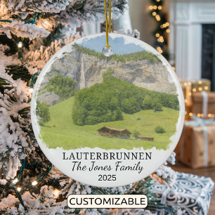 Personalised Lauterbrunnen Ornament, Switzerland Ceramic Ornament