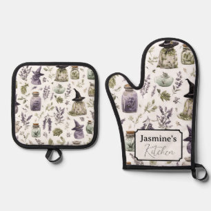 Personalised Lavender & Apothecary Oven Mitt & Pot Holder Set