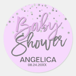 Personalised LAVENDER Baby Shower Labels Seals