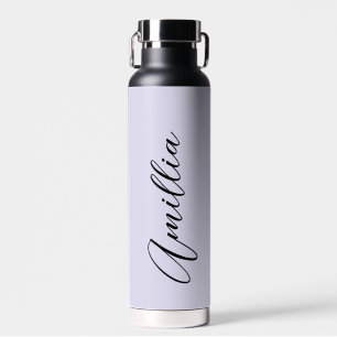 Personalised Lavender Black Script  Wedding Water  Water Bottle