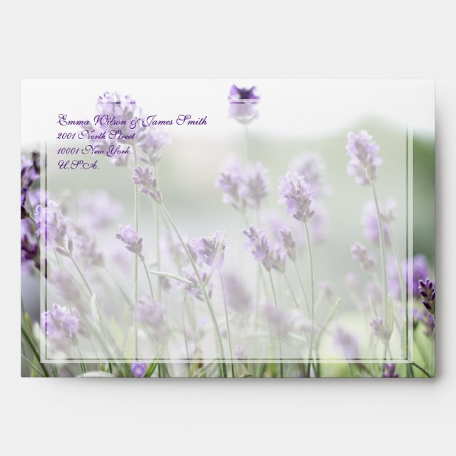 Personalised Lavender Bohemian Wedding Envelopes (Front)