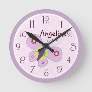 Personalised Lavender Butterfly Clock