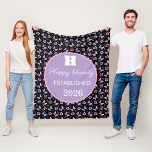 Personalised Lavender butterfly floral pattern Fleece Blanket