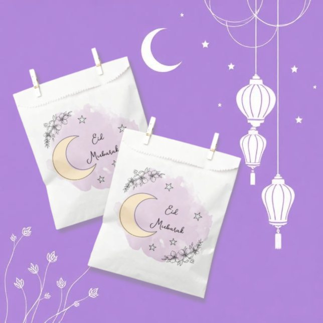 Personalised Lavender Eid Mubarak Favour Bag (Creator Uploaded)