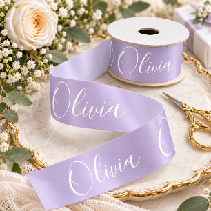Personalised Lavender Elegant Name Satin Ribbon