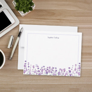 Personalised Lavender Floral Note Card