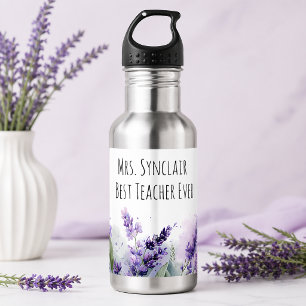Personalised Lavender Flowers Teacher Appreciation 532 Ml Water Bottle