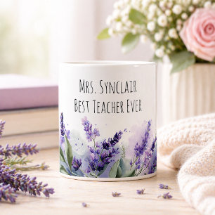 Personalised Lavender Flowers Teacher Appreciation Coffee Mug