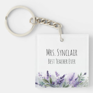 Personalised Lavender Flowers Teacher Appreciation Key Ring