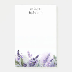 Personalised Lavender Flowers Teacher Appreciation Post-it Notes