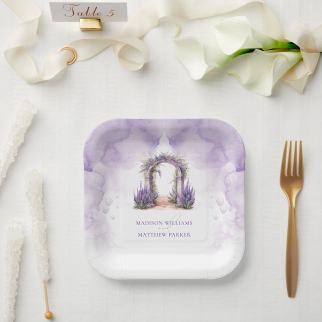 Personalised Lavender Garden Wedding Paper Plate (Wedding)