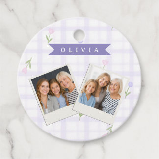 Personalised Lavender Gingham Floral Name Gift Favour Tags