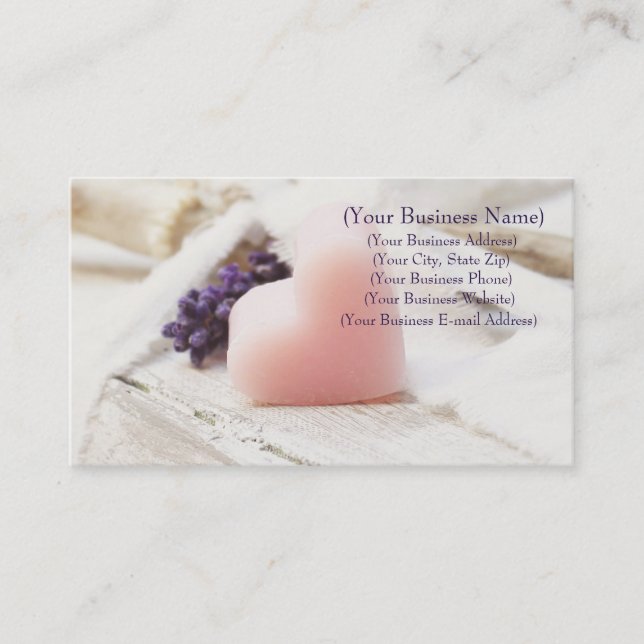 Personalised Lavender Heart Soap Farmhouse Style Business Card (Front)
