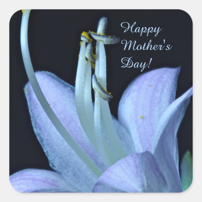 Personalised Lavender Hosta Flower, Mother's Day Square Sticker (Front)