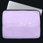Personalised Lavender Laptop Sleeve<br><div class="desc">Add your choice of name or words to this sweet and simple design. This lovely pastel solid colour (colour) purple will enhance your item,  outfit,  wedding,  event or home decor!

Designed in Washington State,  USA by an independent artist. Thank you for your support!</div>