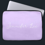 Personalised Lavender Laptop Sleeve<br><div class="desc">Add your choice of name or words to this sweet and simple design. This lovely pastel solid colour (colour) purple will enhance your item,  outfit,  wedding,  event or home decor!

Designed in Washington State,  USA by an independent artist. Thank you for your support!</div>
