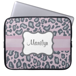 Personalised Lavender Leopard Laptop Sleeve