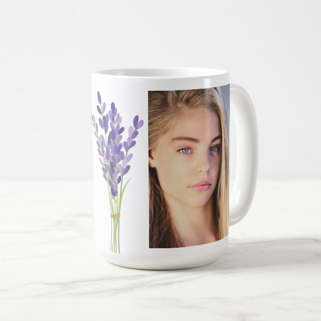 Personalised Lavender Monogram Mug with Photo  (Front Right)