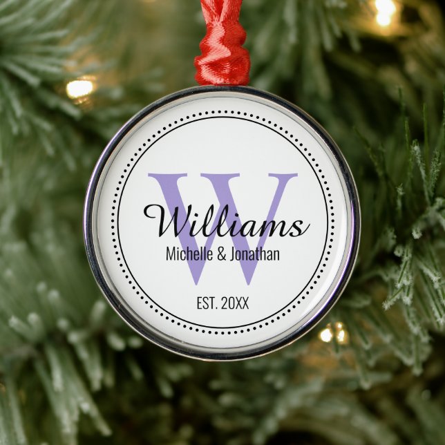 Personalised Lavender Newlywed  Metal Ornament (Tree)