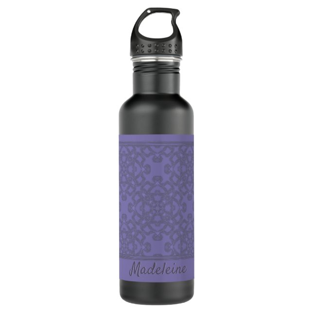 Personalised lavender pattern 710 ml water bottle (Front)