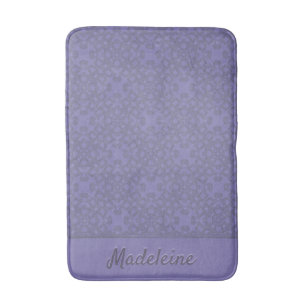 Personalised lavender pattern bath mat