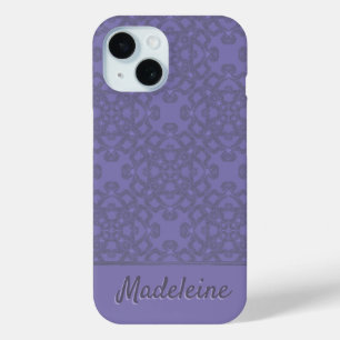 Personalised lavender pattern iPhone 15 case